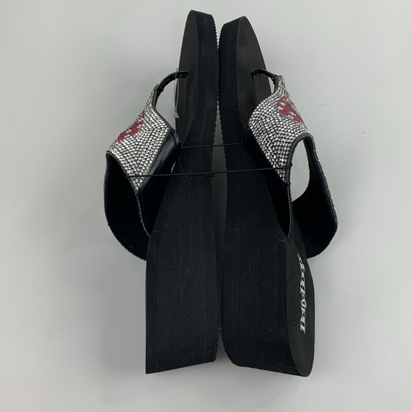 Betty Boop Sparkle rhinestone Wedge sandals Flip flop style Size 9 Red black NWT - Picture 12 of 15